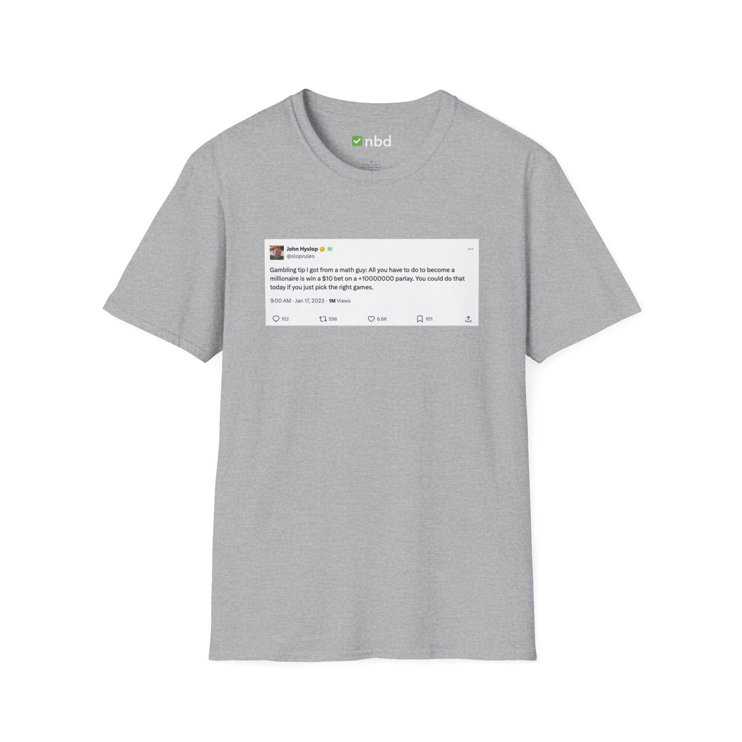 Math Guy Gambling Tip T-Shirt – Funny Sports Betting Tee with Printed Tweet