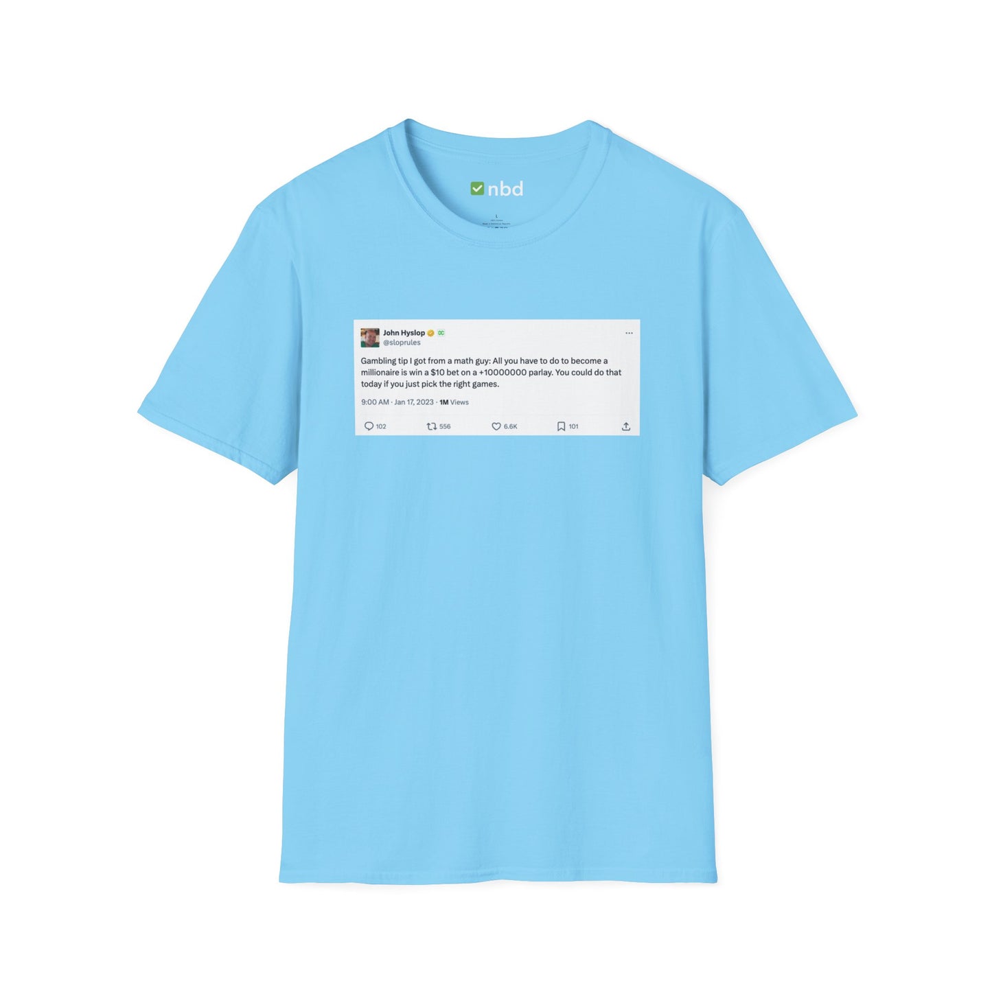 Math Guy Gambling Tip T-Shirt – Funny Sports Betting Tee with Printed Tweet