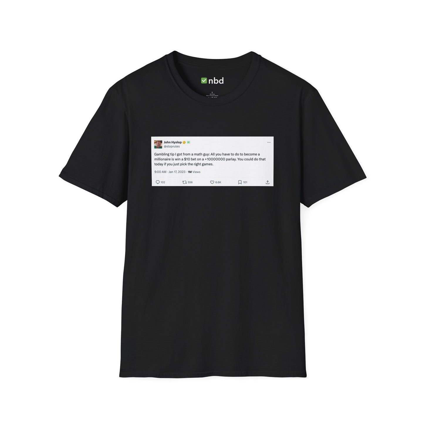 Math Guy Gambling Tip T-Shirt – Funny Sports Betting Tee with Printed Tweet