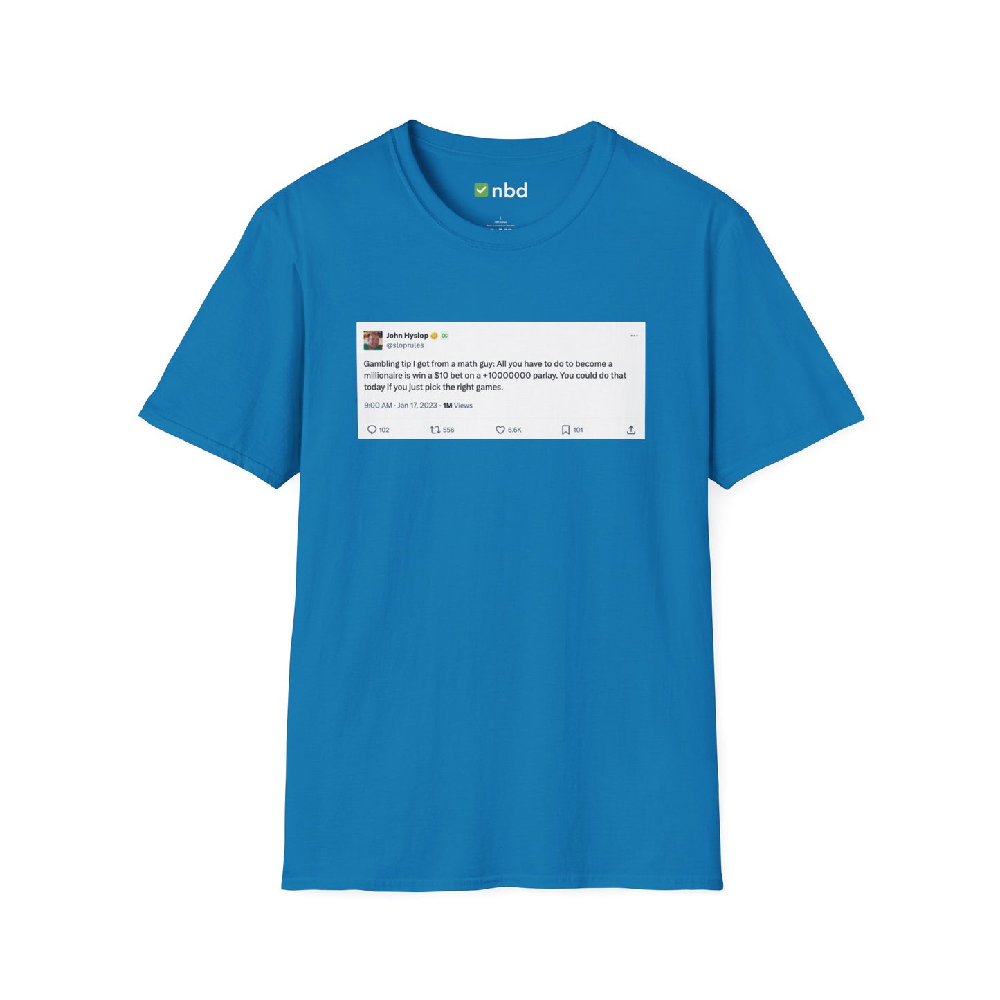 Math Guy Gambling Tip T-Shirt – Funny Sports Betting Tee with Printed Tweet