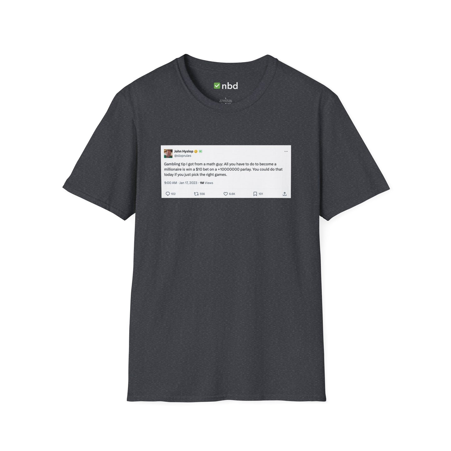 Math Guy Gambling Tip T-Shirt – Funny Sports Betting Tee with Printed Tweet