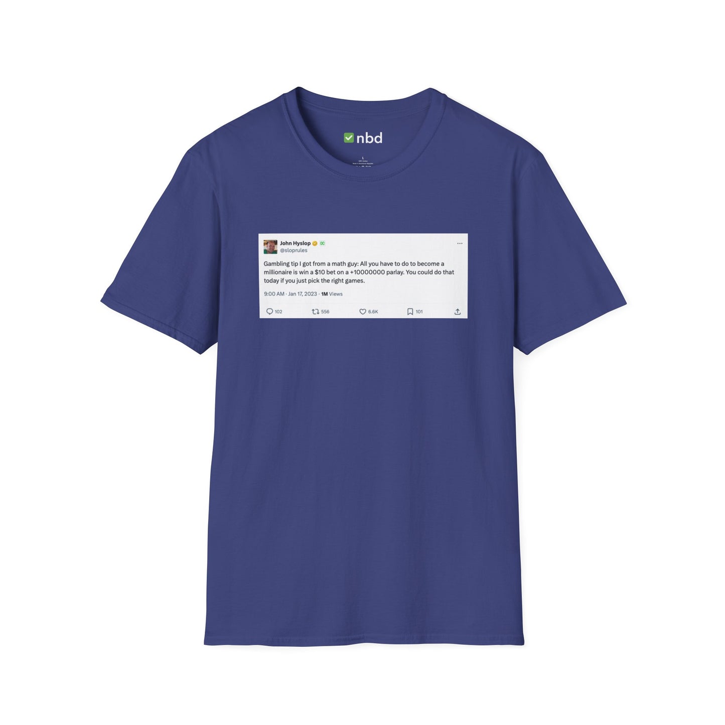 Math Guy Gambling Tip T-Shirt – Funny Sports Betting Tee with Printed Tweet