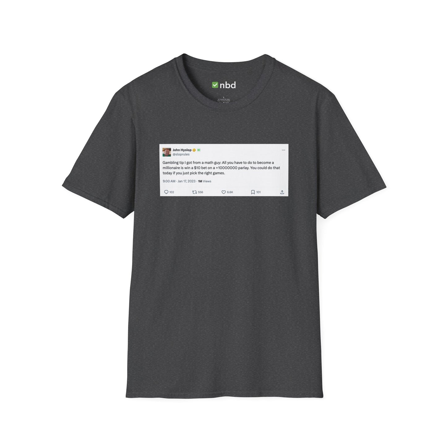 Math Guy Gambling Tip T-Shirt – Funny Sports Betting Tee with Printed Tweet