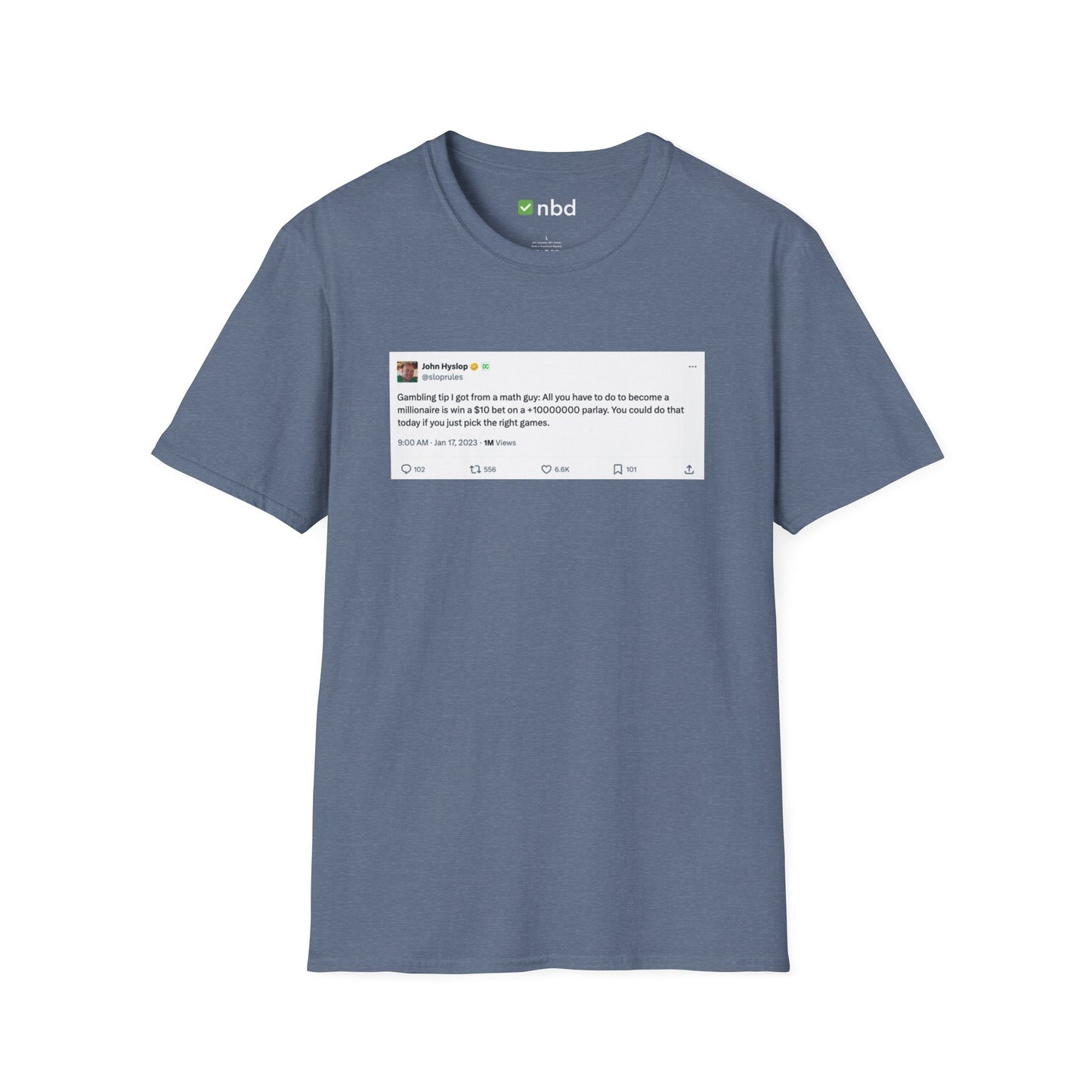 Math Guy Gambling Tip T-Shirt – Funny Sports Betting Tee with Printed Tweet