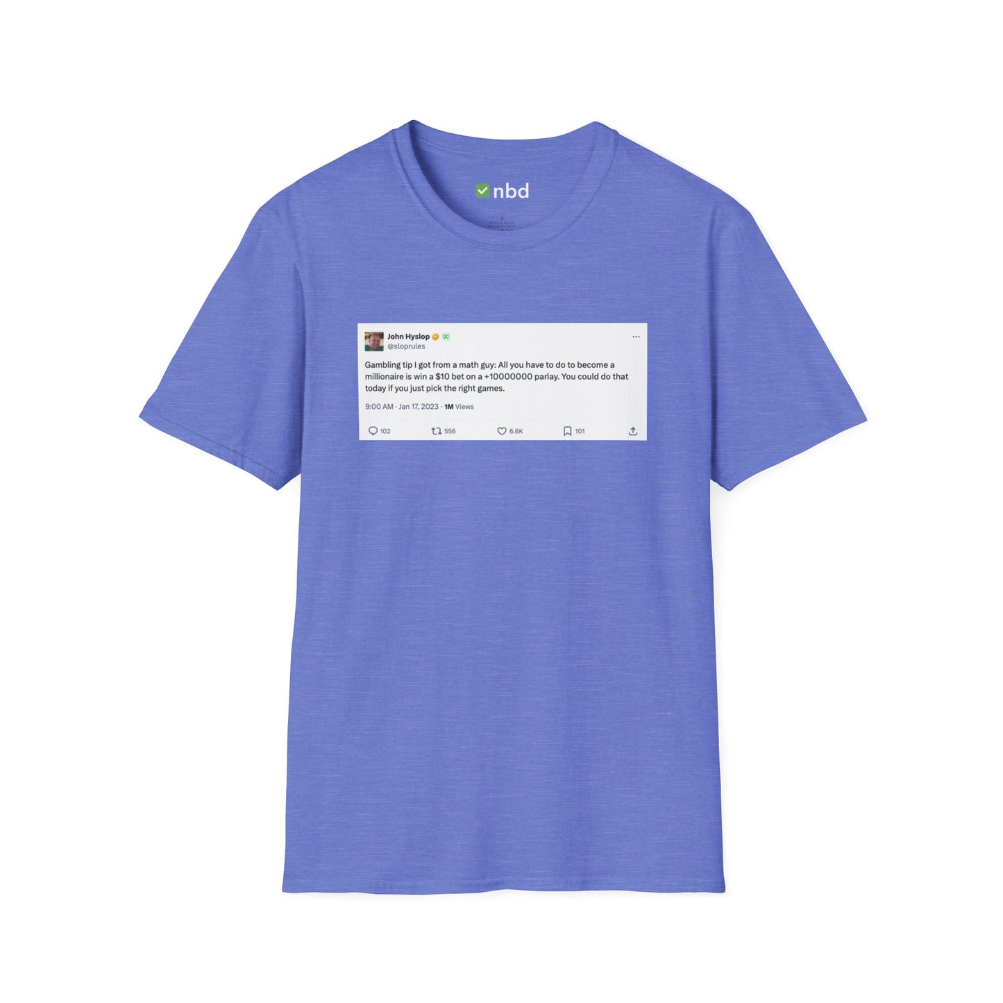 Math Guy Gambling Tip T-Shirt – Funny Sports Betting Tee with Printed Tweet