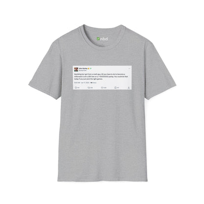 Math Guy Gambling Tip T-Shirt – Funny Sports Betting Tee with Printed Tweet