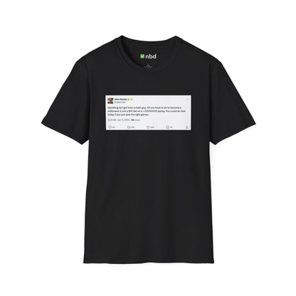 Math Guy Gambling Tip T-Shirt – Funny Sports Betting Tee with Printed Tweet