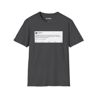 Math Guy Gambling Tip T-Shirt – Funny Sports Betting Tee with Printed Tweet