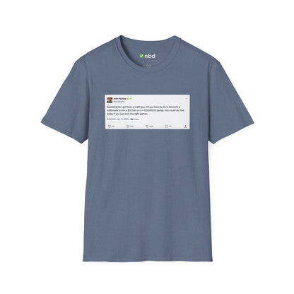 Math Guy Gambling Tip T-Shirt – Funny Sports Betting Tee with Printed Tweet